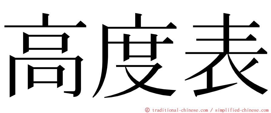 高度表 ming font