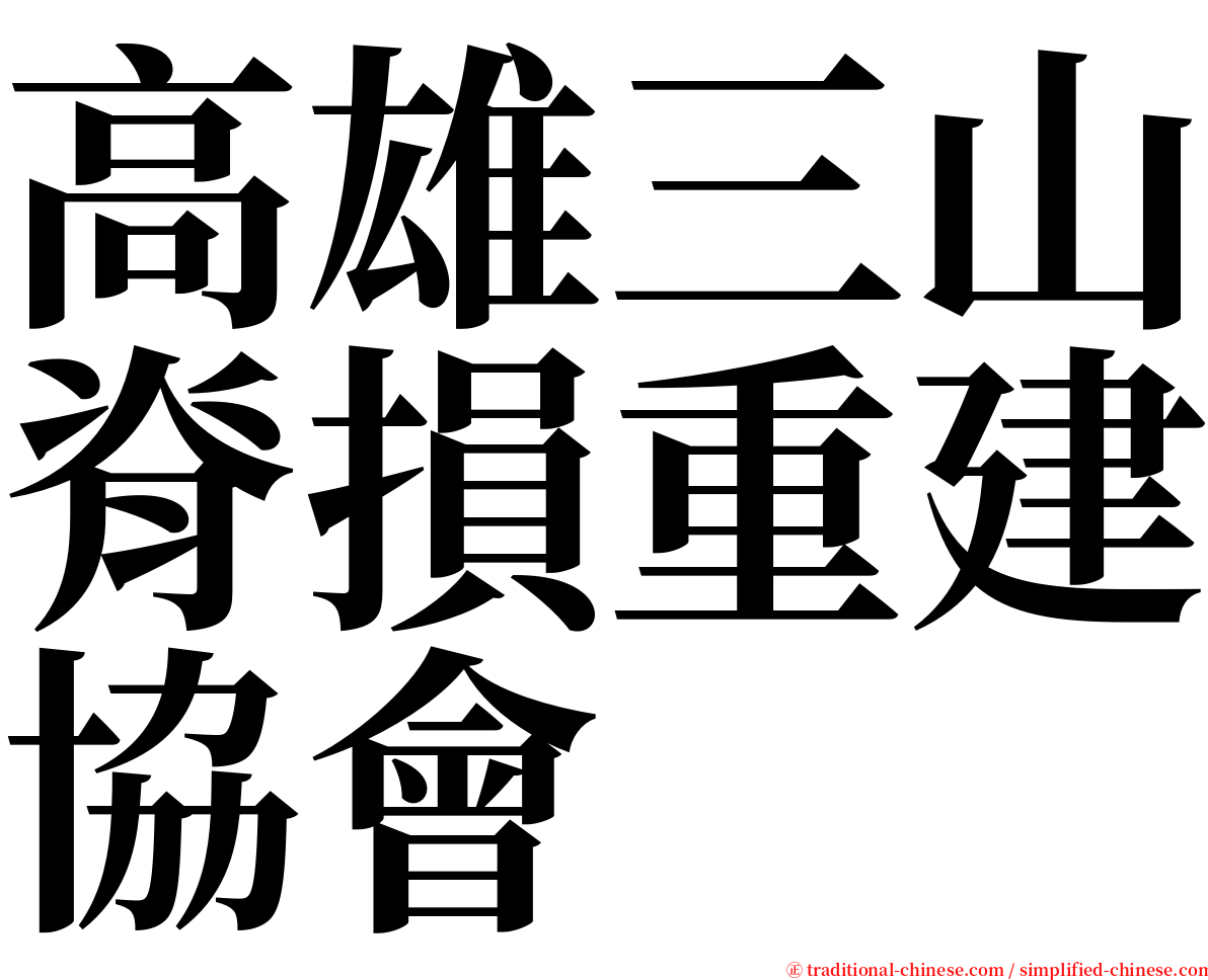 高雄三山脊損重建協會 serif font