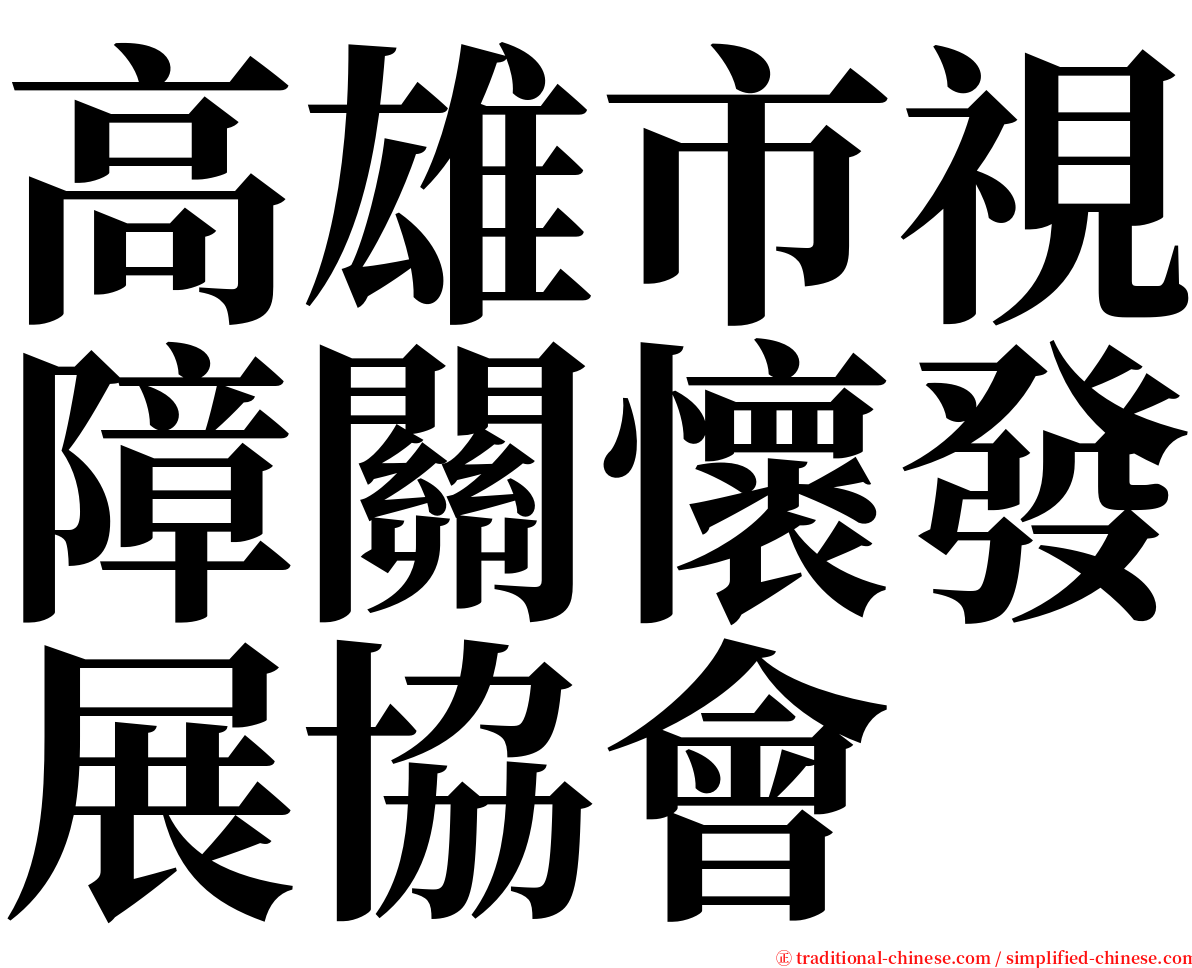 高雄市視障關懷發展協會 serif font