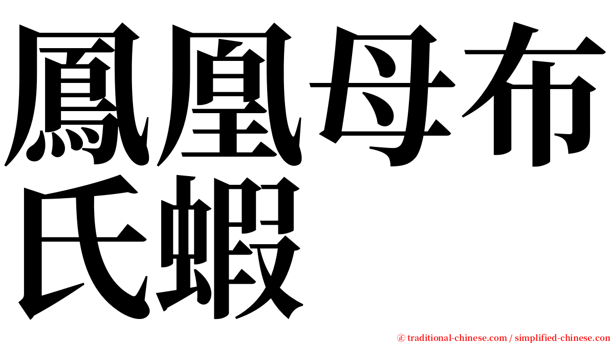 鳳凰母布氏蝦 serif font