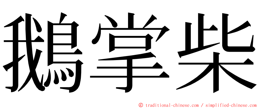 鵝掌柴 ming font