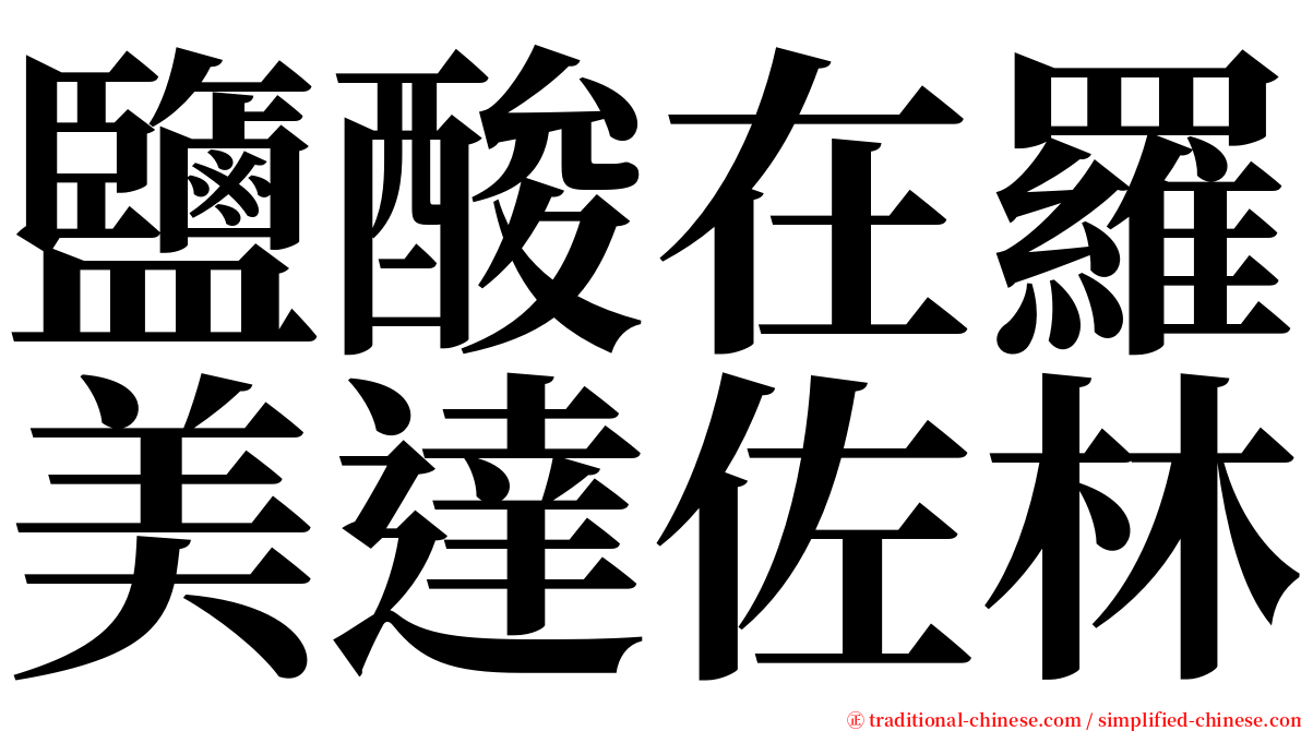 鹽酸在羅美達佐林 serif font