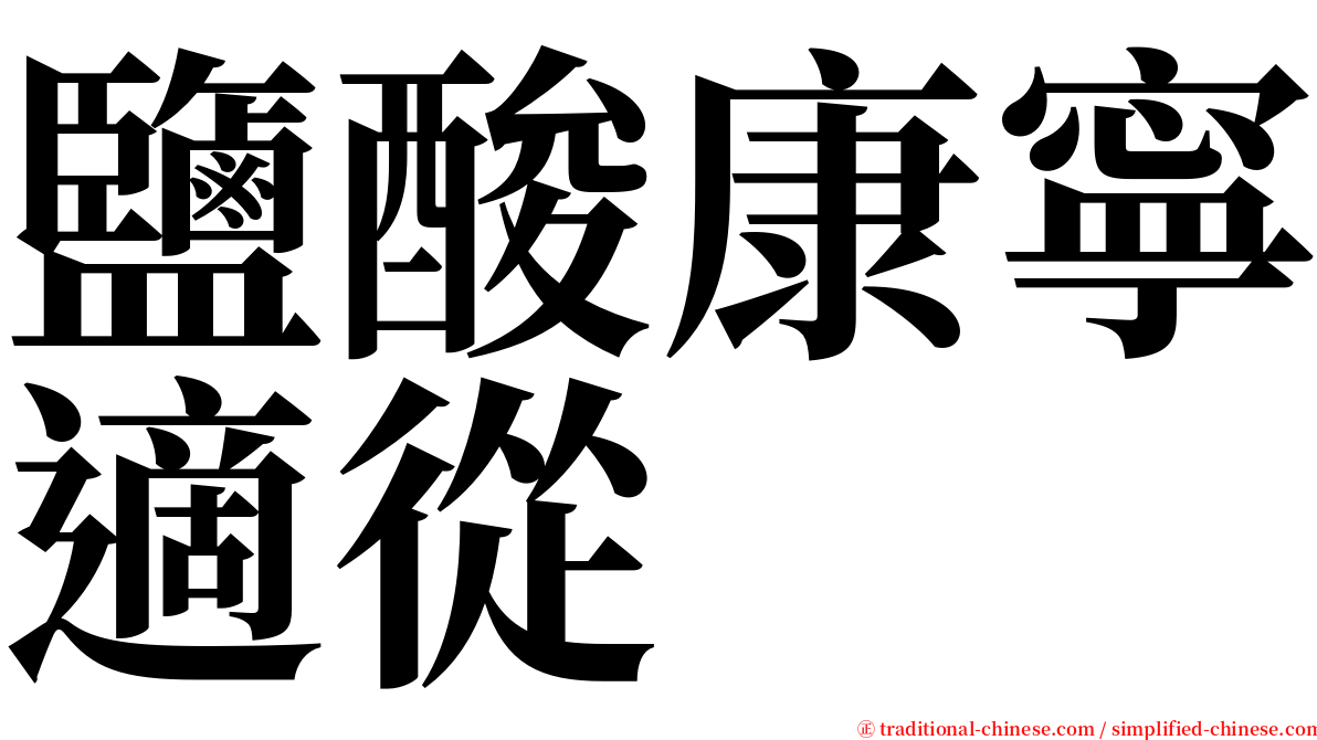 鹽酸康寧適從 serif font