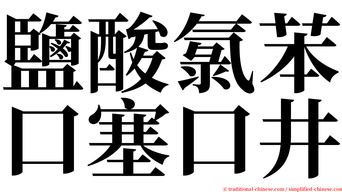 鹽酸氯苯口塞口井 serif font