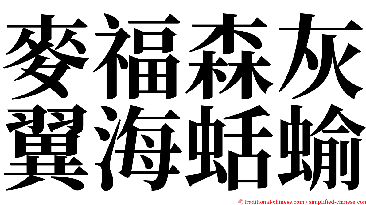 麥福森灰翼海蛞蝓 serif font