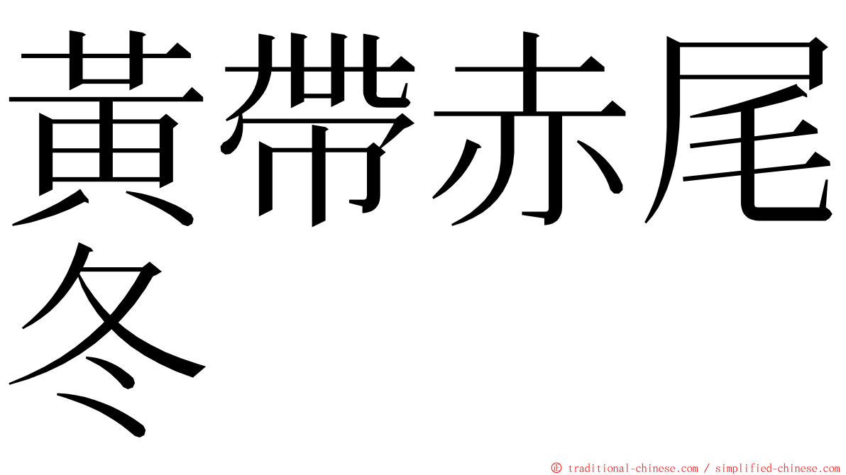 黃帶赤尾冬 ming font