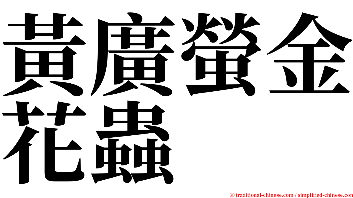 黃廣螢金花蟲 serif font