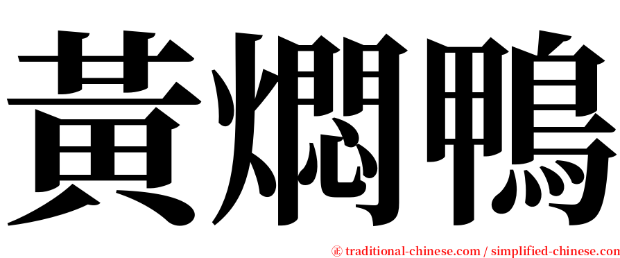 黃燜鴨 serif font