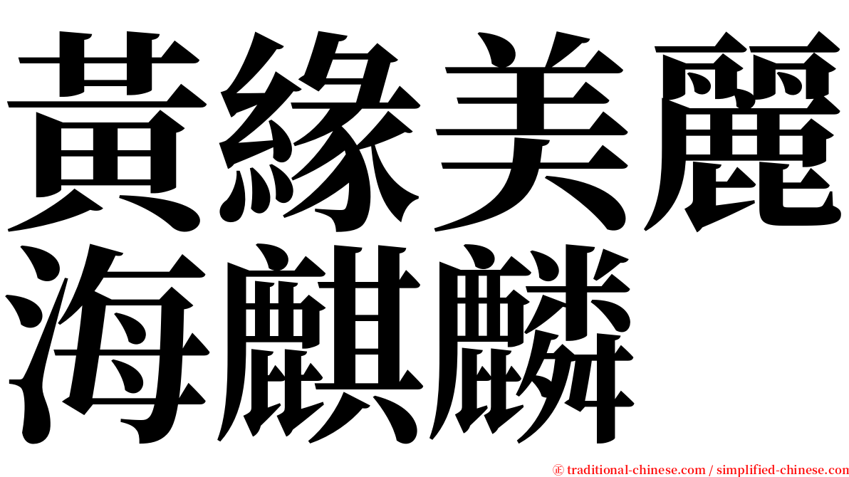 黃緣美麗海麒麟 serif font