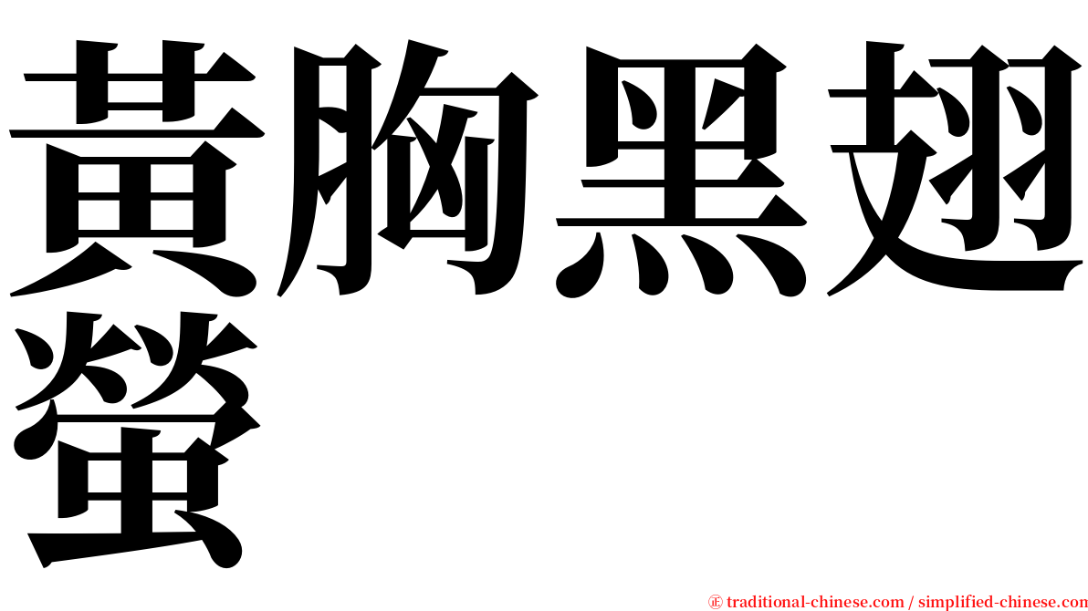 黃胸黑翅螢 serif font