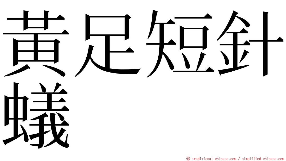 黃足短針蟻 ming font