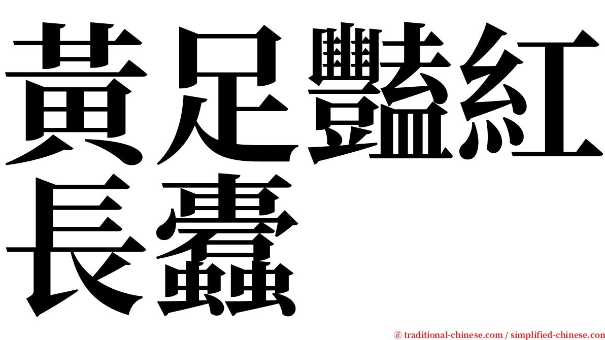 黃足豔紅長蠹 serif font