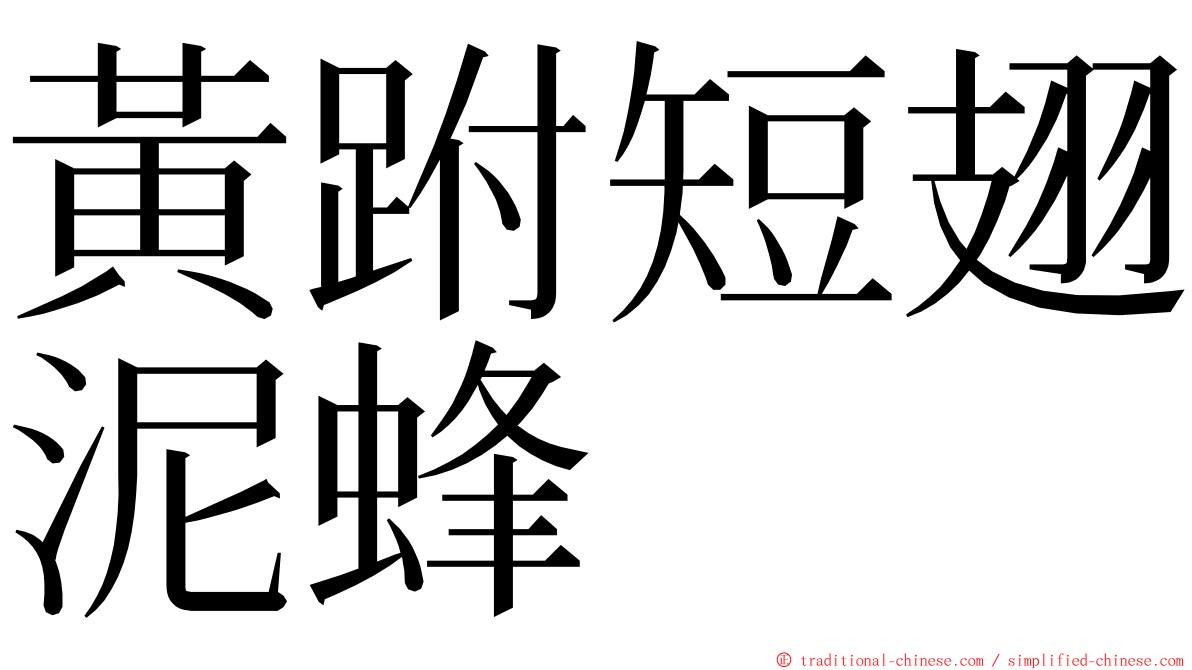 黃跗短翅泥蜂 ming font