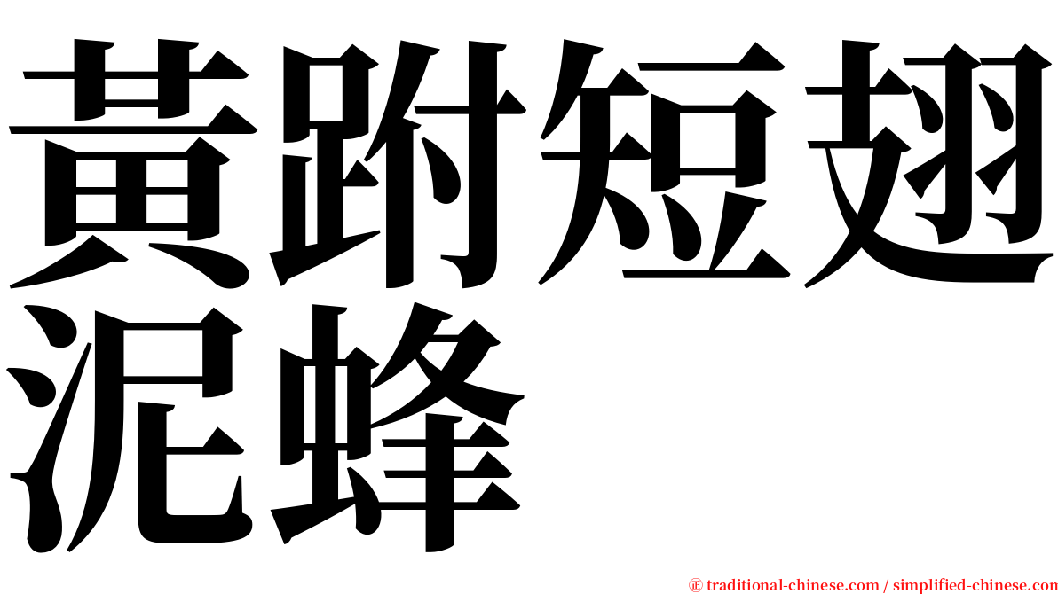 黃跗短翅泥蜂 serif font