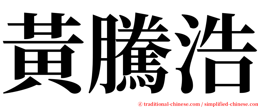 黃騰浩 serif font