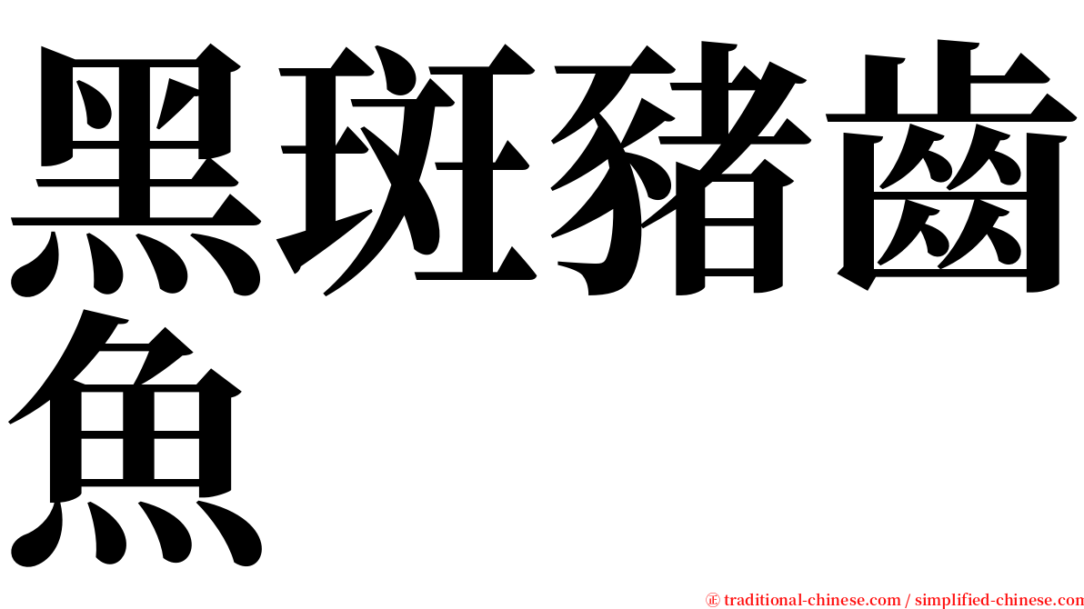 黑斑豬齒魚 serif font