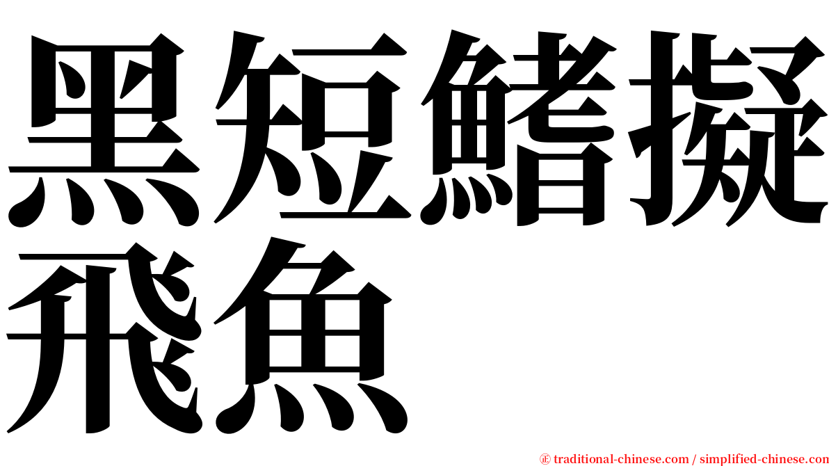 黑短鰭擬飛魚 serif font