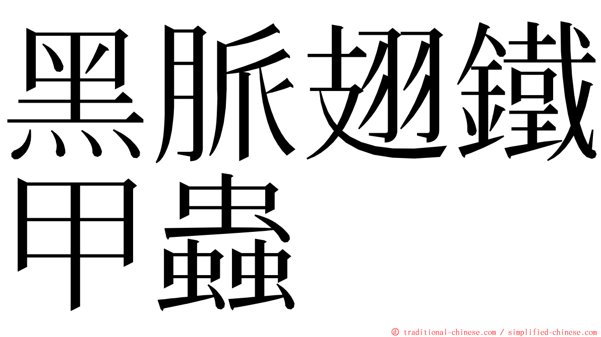 黑脈翅鐵甲蟲 ming font