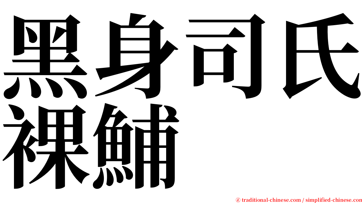 黑身司氏裸鯆 serif font