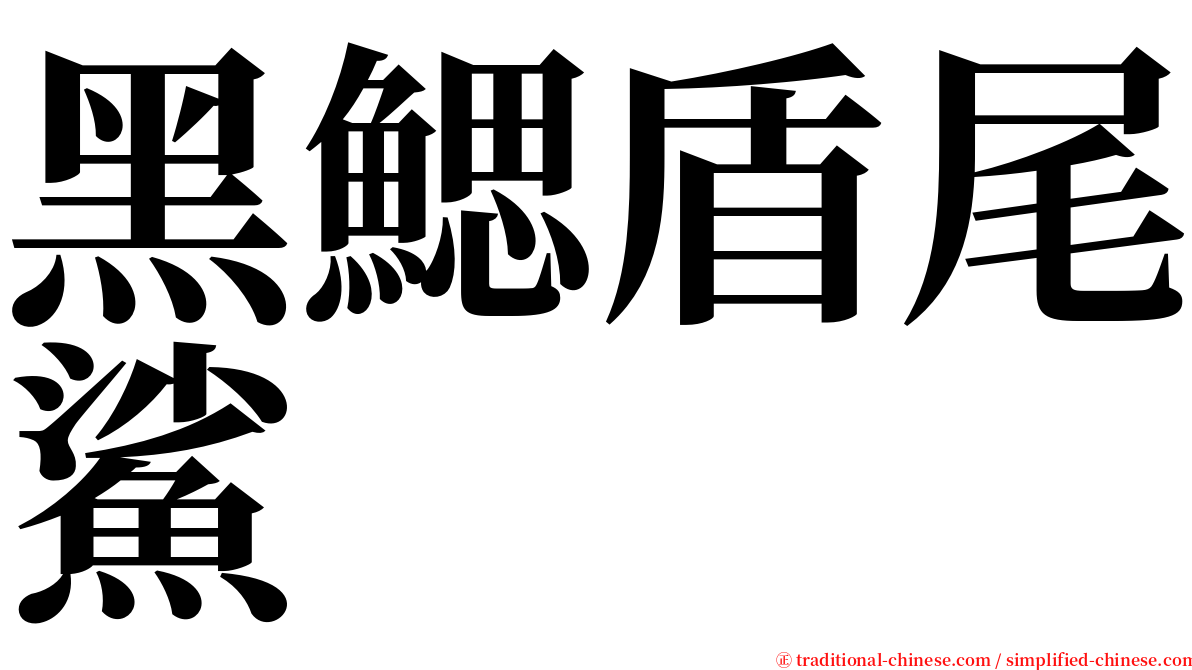 黑鰓盾尾鯊 serif font