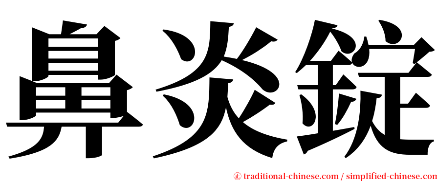 鼻炎錠 serif font