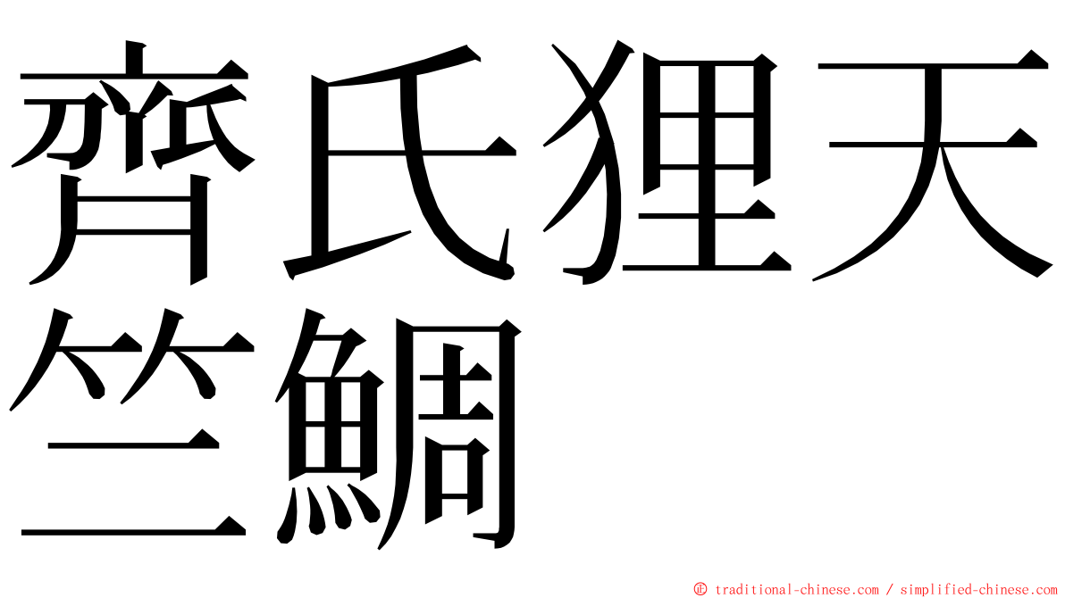 齊氏狸天竺鯛 ming font