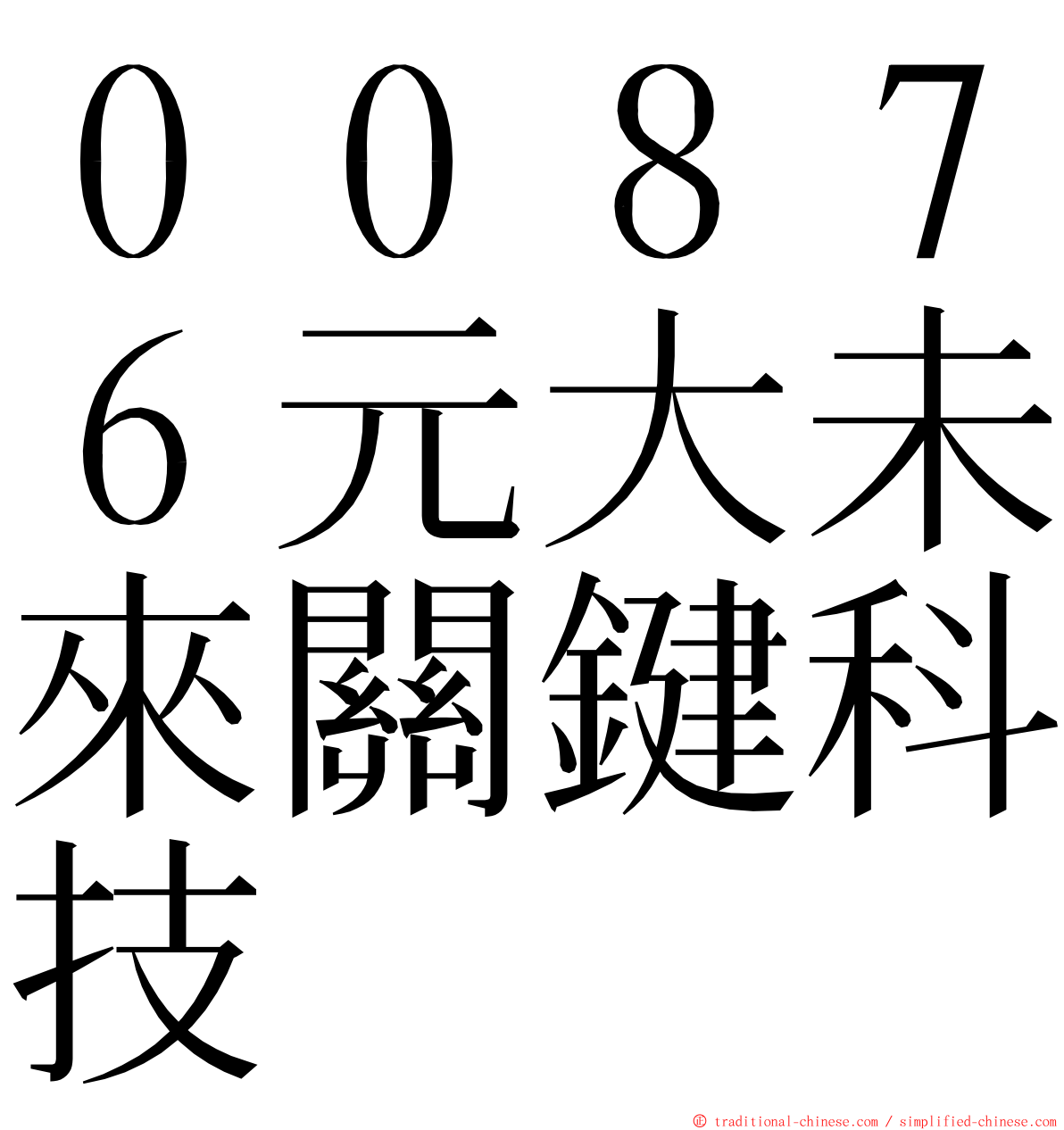 ００８７６元大未來關鍵科技 ming font