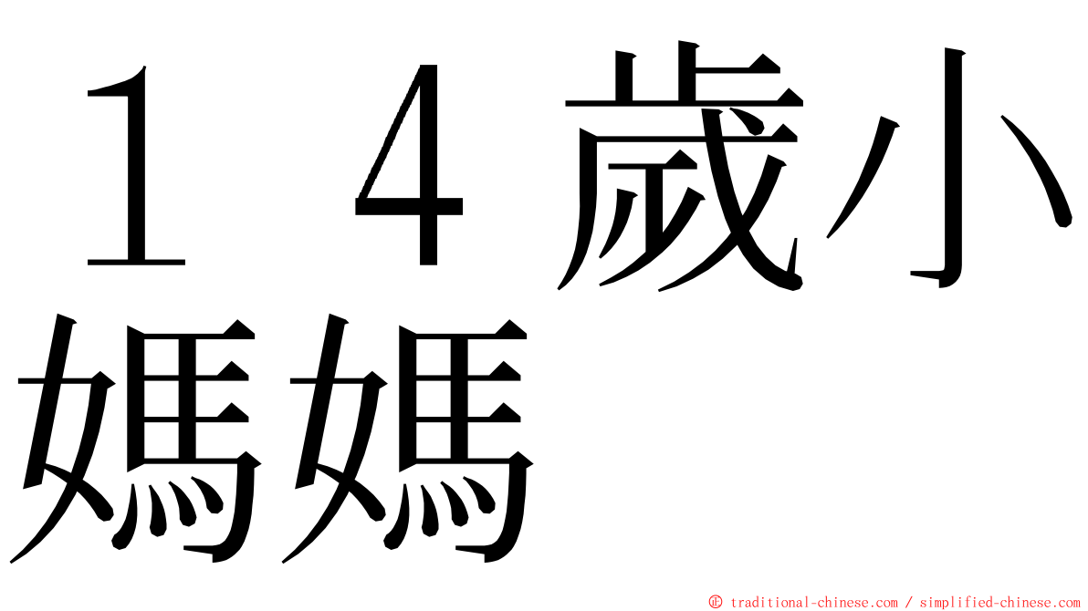 １４歲小媽媽 ming font