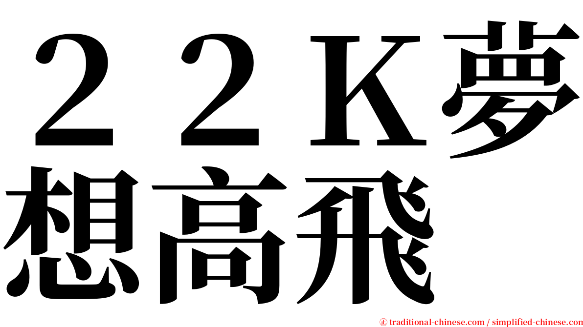 ２２Ｋ夢想高飛 serif font