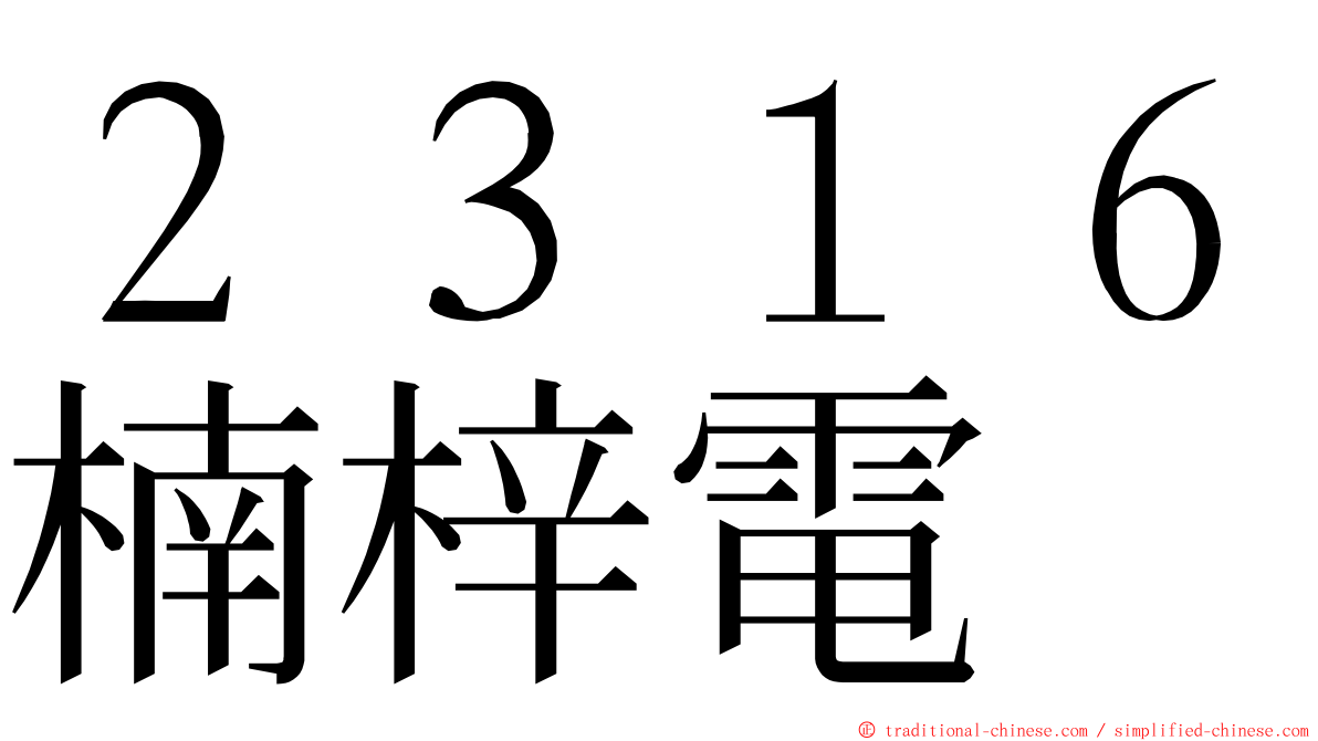 ２３１６楠梓電 ming font