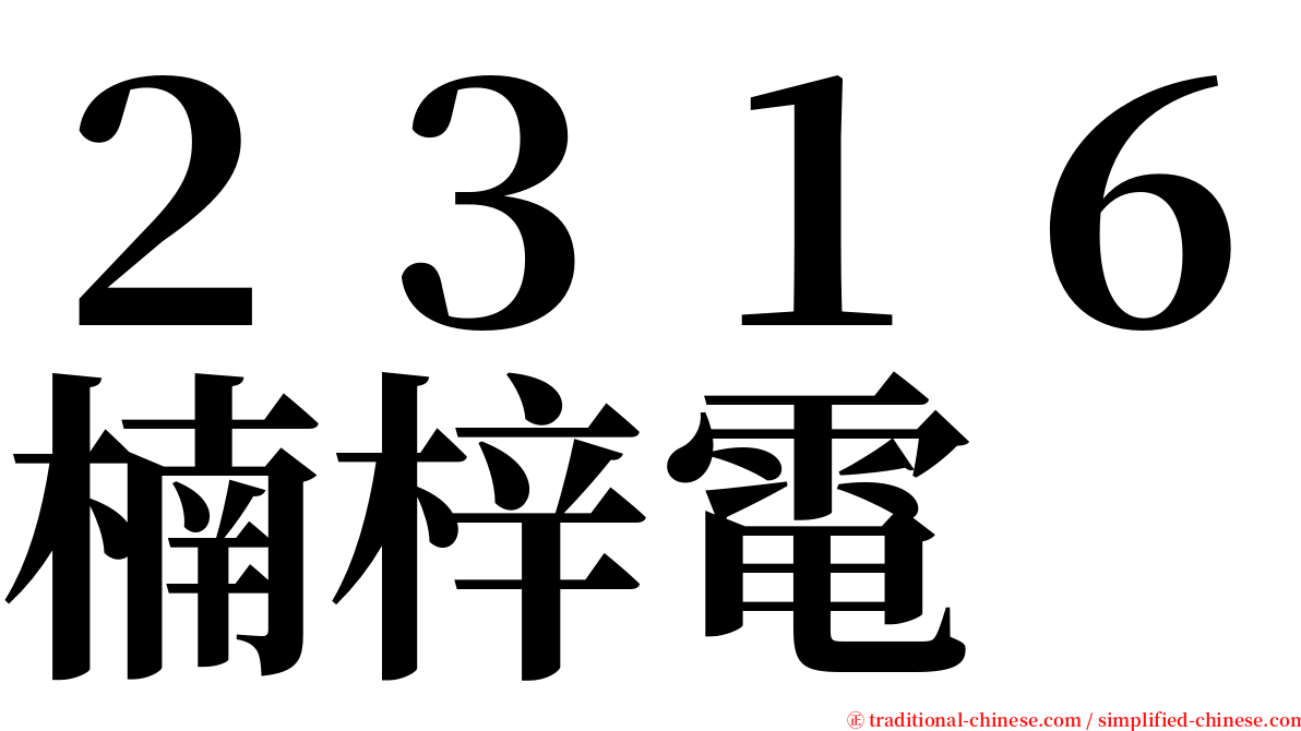 ２３１６楠梓電 serif font