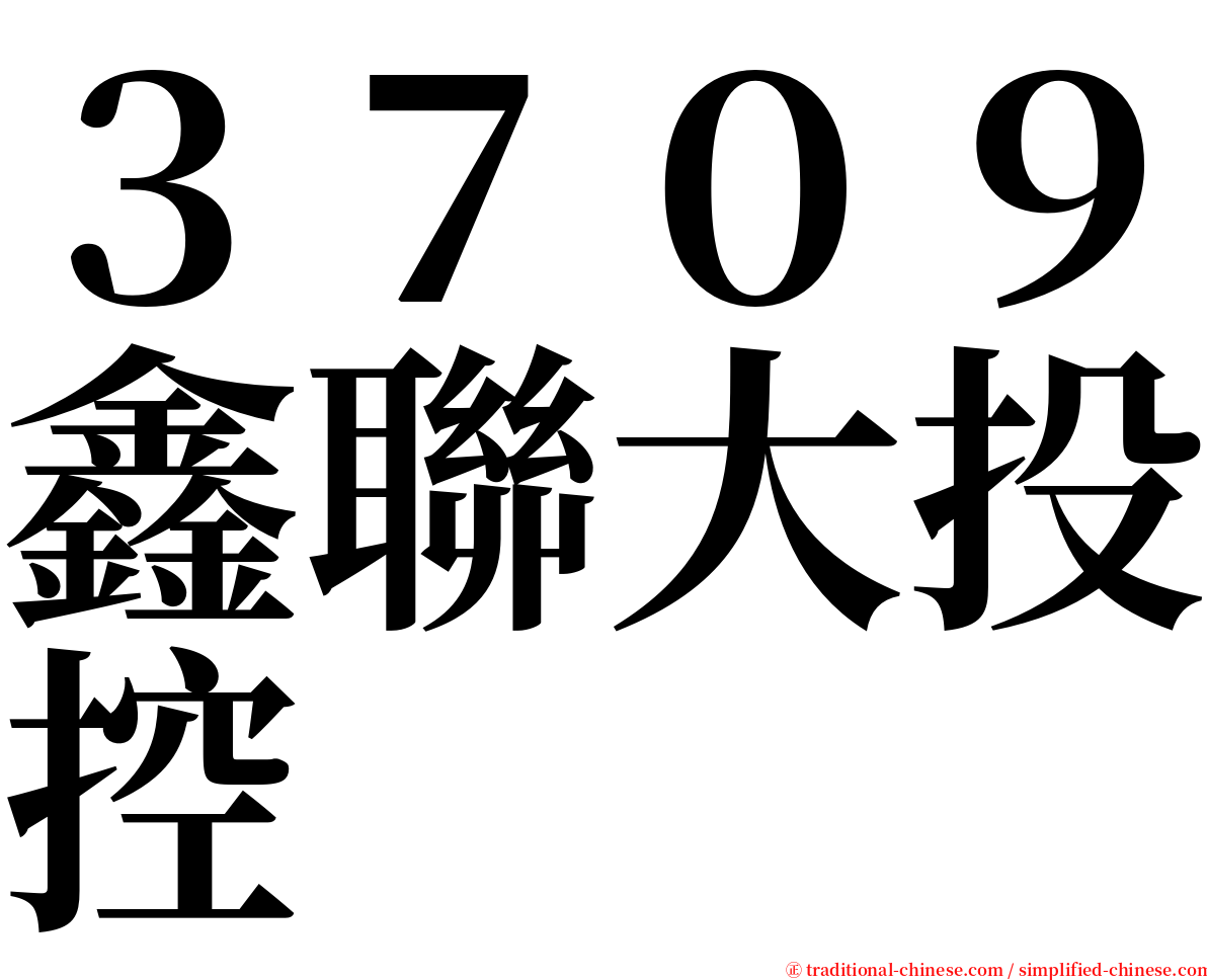 ３７０９鑫聯大投控 serif font